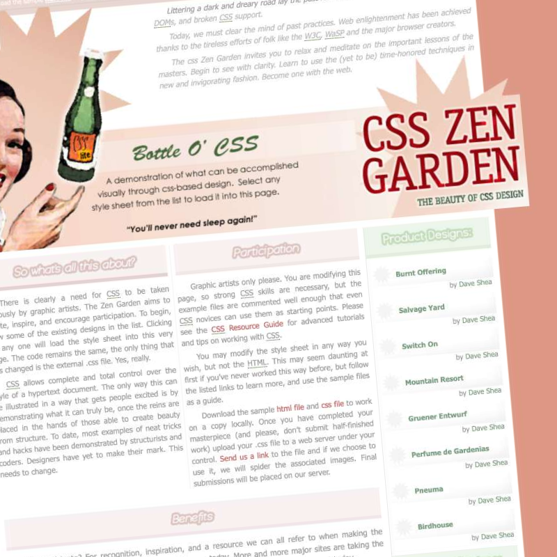 CSS Zen Garden: “In a Bottle”